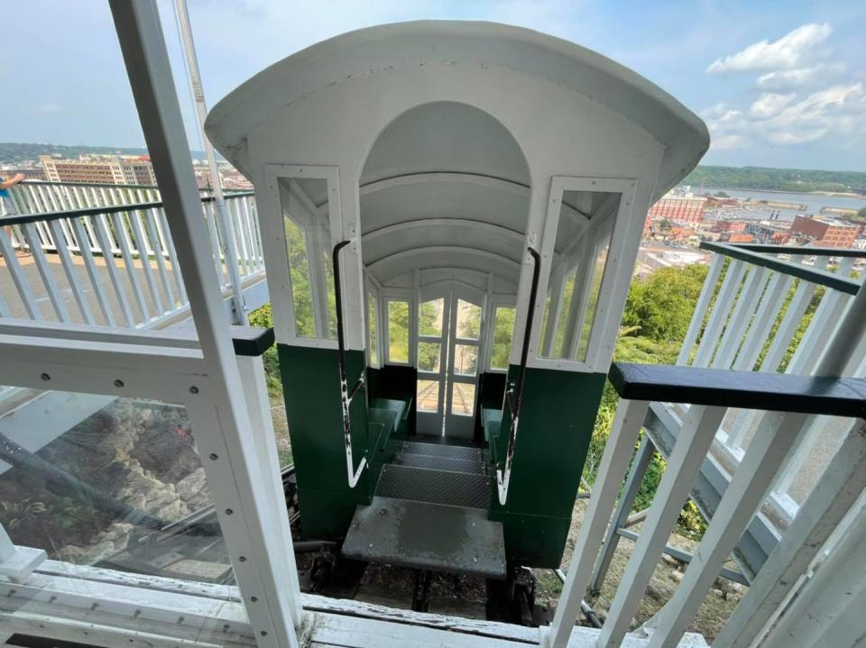 Wisconsin, Illinois and downtown Dubuque can be seen from the top of the Fenelon Place Elevator in Dubuque.