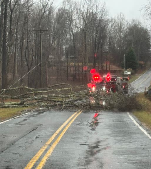 <em>Tree in the road on Lincoln Road in York, SC via YCSO</em>