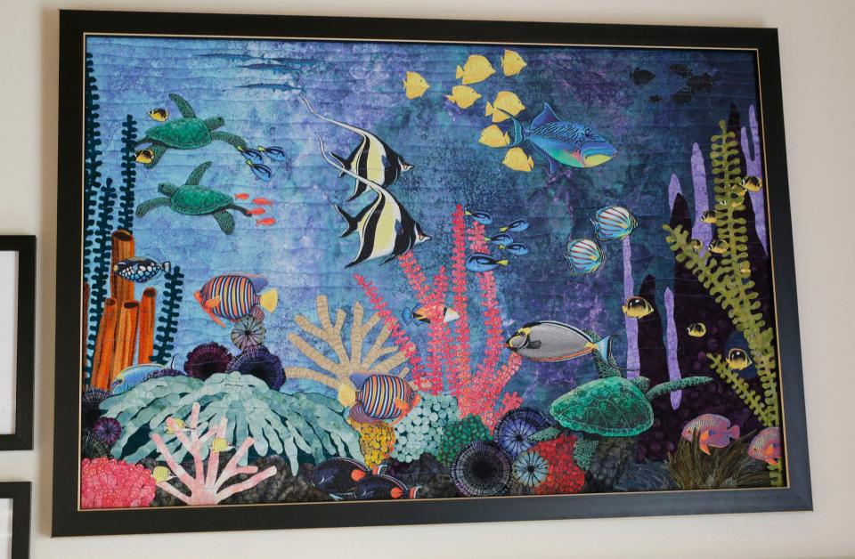 This Barbara Strobel Dellger's piece shows an underwater scene. Much of her inspiration comes from the outdoors.