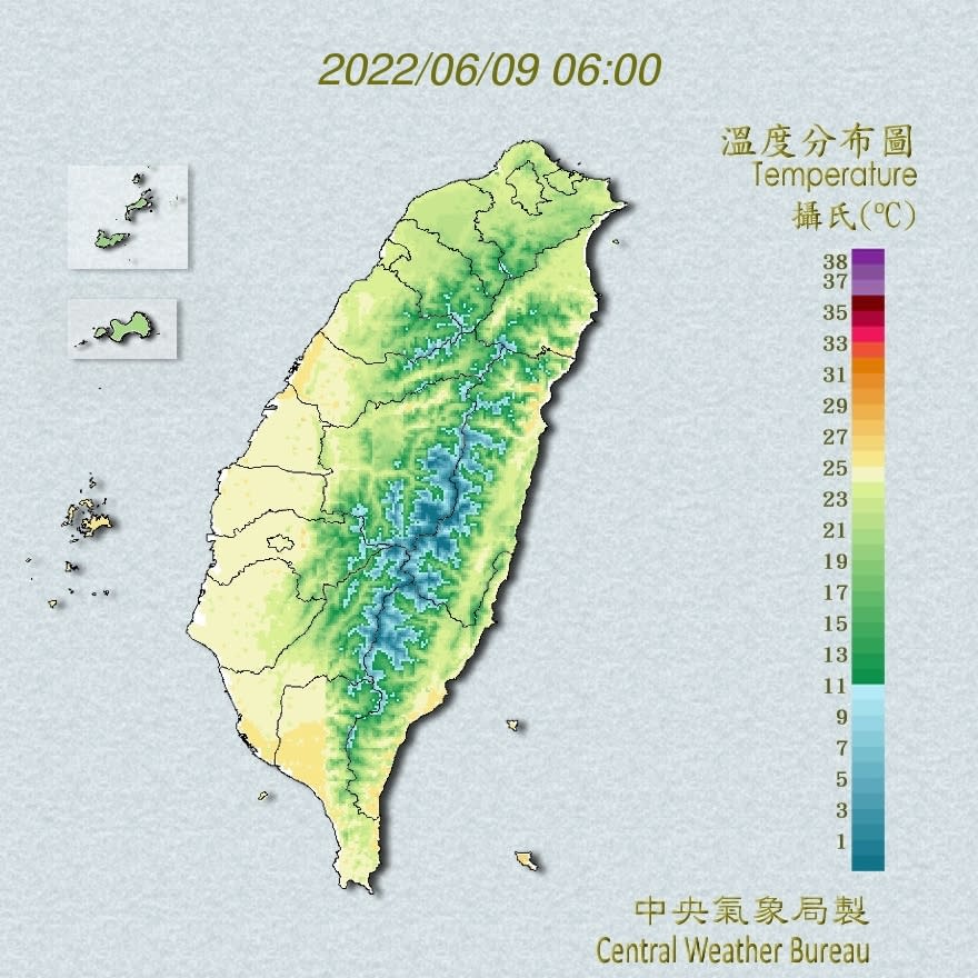 北臺灣今日天氣偏涼。（圖／翻攝自中央氣象局）