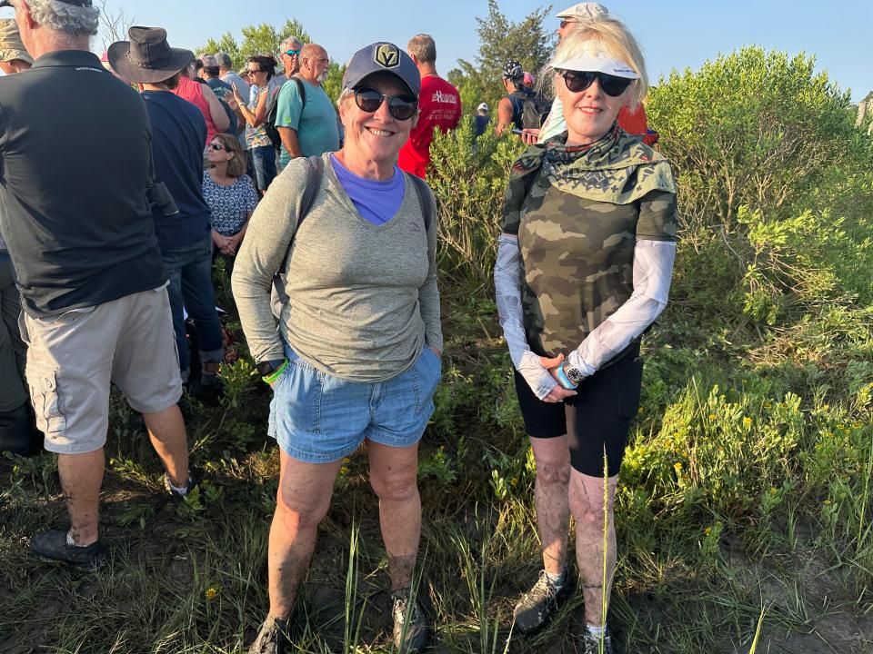 From left, Nancy Ruff and Carla Haack traveled from Las Vegas, Nevada, and Saint Louis, Missouri, for the big Pony Swim.