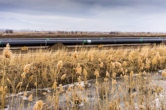 A pipeline under construction