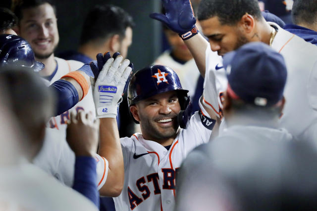 Jose Altuve leaves game after fouling ball off groin