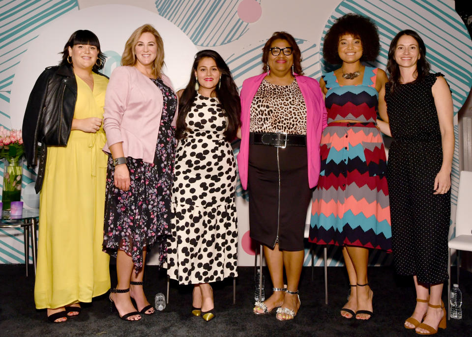 Nicolette Mason, Malissa Akay, Nadia Boujarwah, Lynne J. Coleman, Griselangel Paula, and Sara Westbrook at theCURVYcon on Sept. 8, 2018, in New York City.