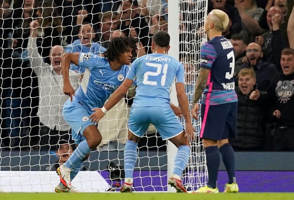 Manchester City’s Nathan Ake has dedicated his goal against Leipzig to his father (Martin Rickett/PA) (PA Wire)