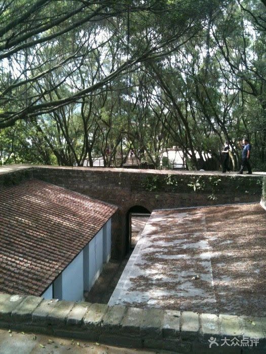 炮台被樹木包圍。
