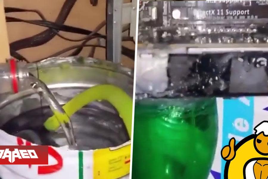 Jugador de PC crea sistema de refrigeración líquida casero con botellas de plástico y aluminio ante la falta de componentes en su país 