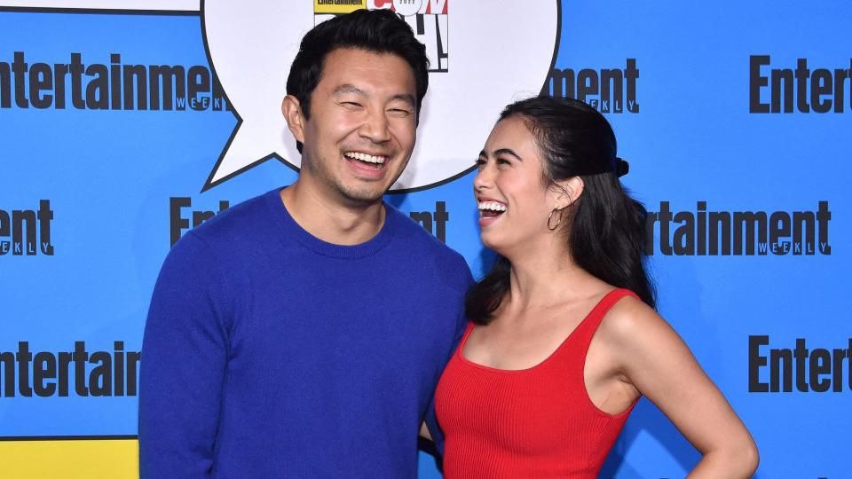 Canadian actor Simu Liu and Jade Bender arrive for the annual Entertainment Weekly Comic-Con Bash