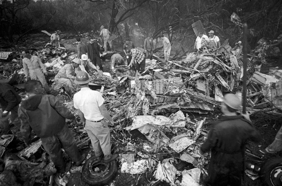 Dozens of rescue workers, many from volunteer fire departments in neighboring towns, rushed to the scene of the wreckage of the Braniff flight. Extrication of victims caused one to observe, “This looks like the battle scenes in World War II.”