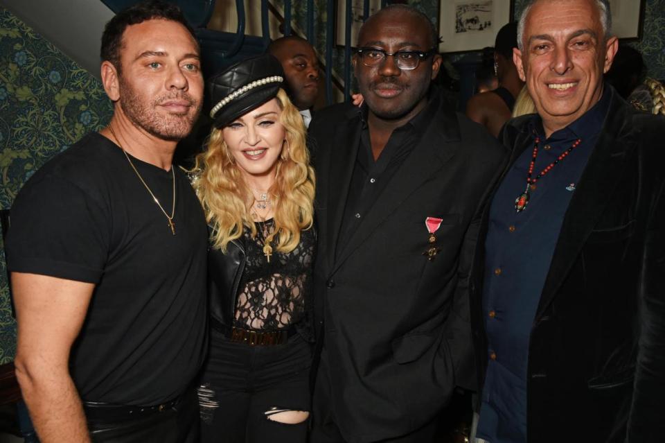 Mert Alas, Madonna, Enninful and Rifat Ozbek attend Enninful's OBE dinner (Dave Benett)