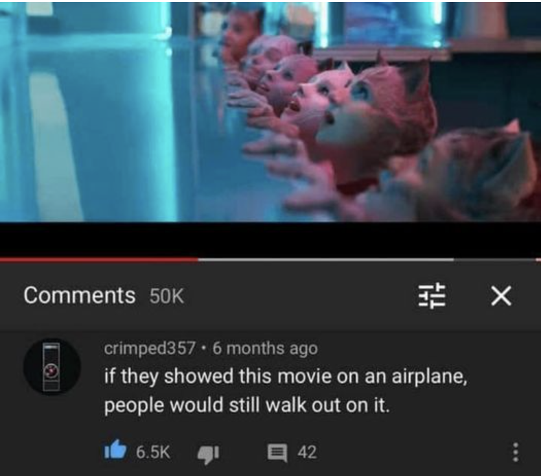 "if they showed this movie on an airplane, people would still walk out on it"