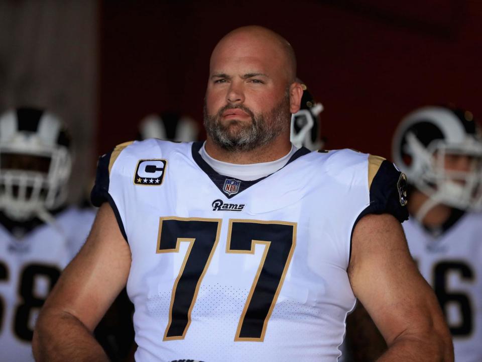 Andrew Whitworth is the Rams' heaviest player, weighing in at just under 24 stones (Getty)