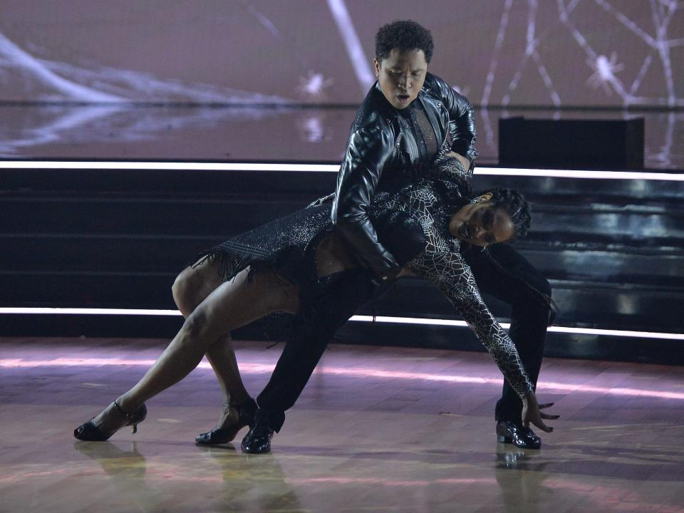 Kenya Moore and Brandon Armstrong on horror night on DWTS