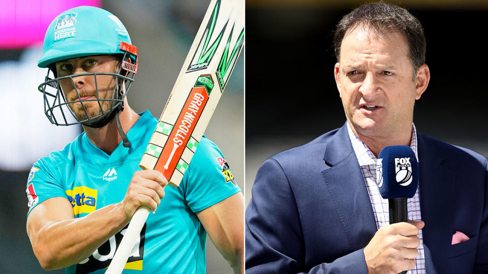 Pictured on the right, Mark Waugh said Chris Lynn had become fearful in his batting.