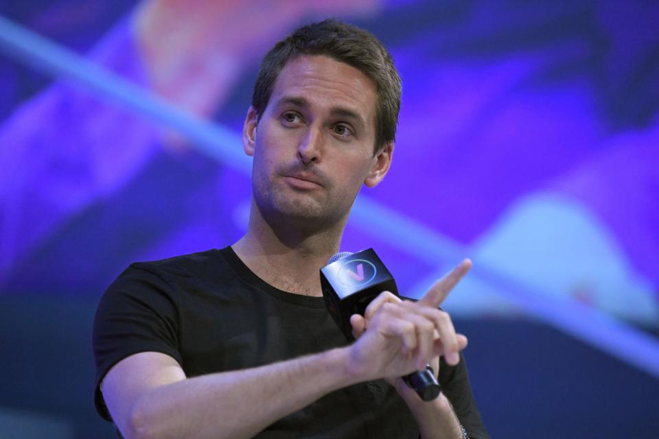 Snapchat founder and CEO Evan Spiegel attends a session during the Viva Technology (Vivatech) show in Paris on June 17, 2022. 