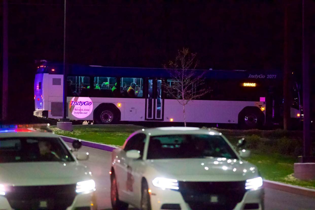 Police arrive at the scene where multiple people were reportedly shot at the FedEx Ground facility early Friday, April 16, 2021, in Indianapolis, Indiana.