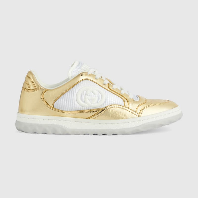 <p>Gucci Mac80 Sneaker, $990, a<a href="https://www.givenchy.com/us/en-US/shark-lock-ankle-boots-in-laminated-leather/3617011045004.html?" rel="nofollow noopener" target="_blank" data-ylk="slk:vailable here;elm:context_link;itc:0;sec:content-canvas" class="link ">vailable here</a></p>