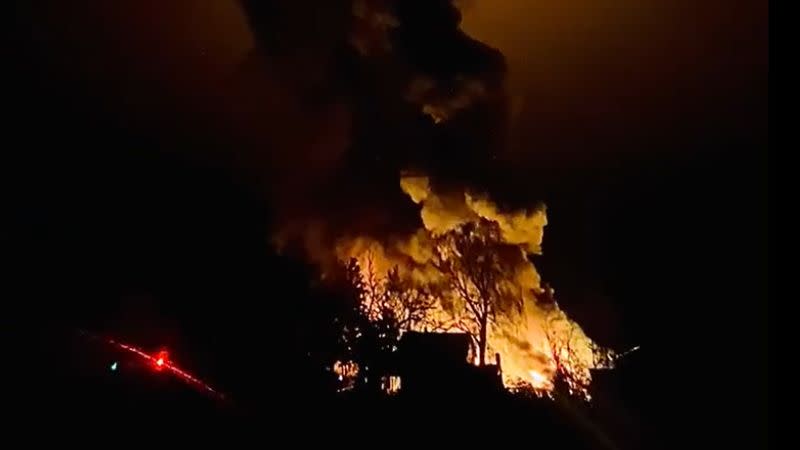 A two-alarm fire at a building supply store called Hood River firefighters into action early on Dec. 22 (Tobi Rose Photography)