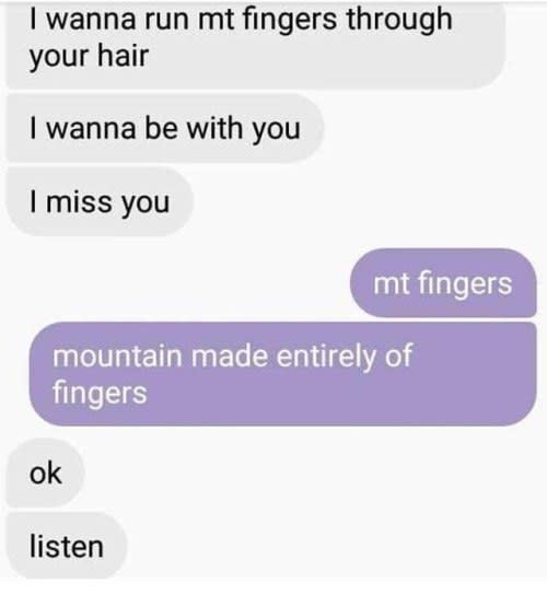 person who mispells my fingers as mt fingers