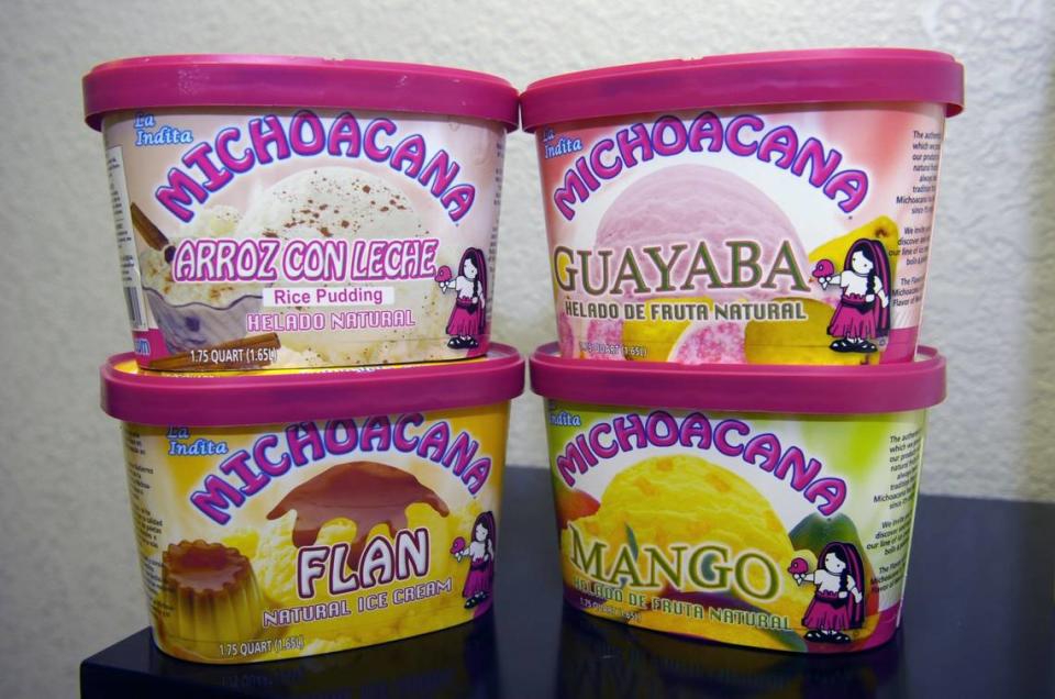 Products of La Michoacana are pictured in the Modesto business office on Tuesday morning (04-28-09). The company makes Mexican-style ice cream for stores and vendor carts. (JOAN BARNETT LEE / jlee@modbee.com)