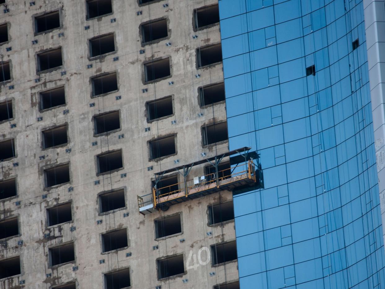 Construction on the Ryugyong Hotel in 2010.