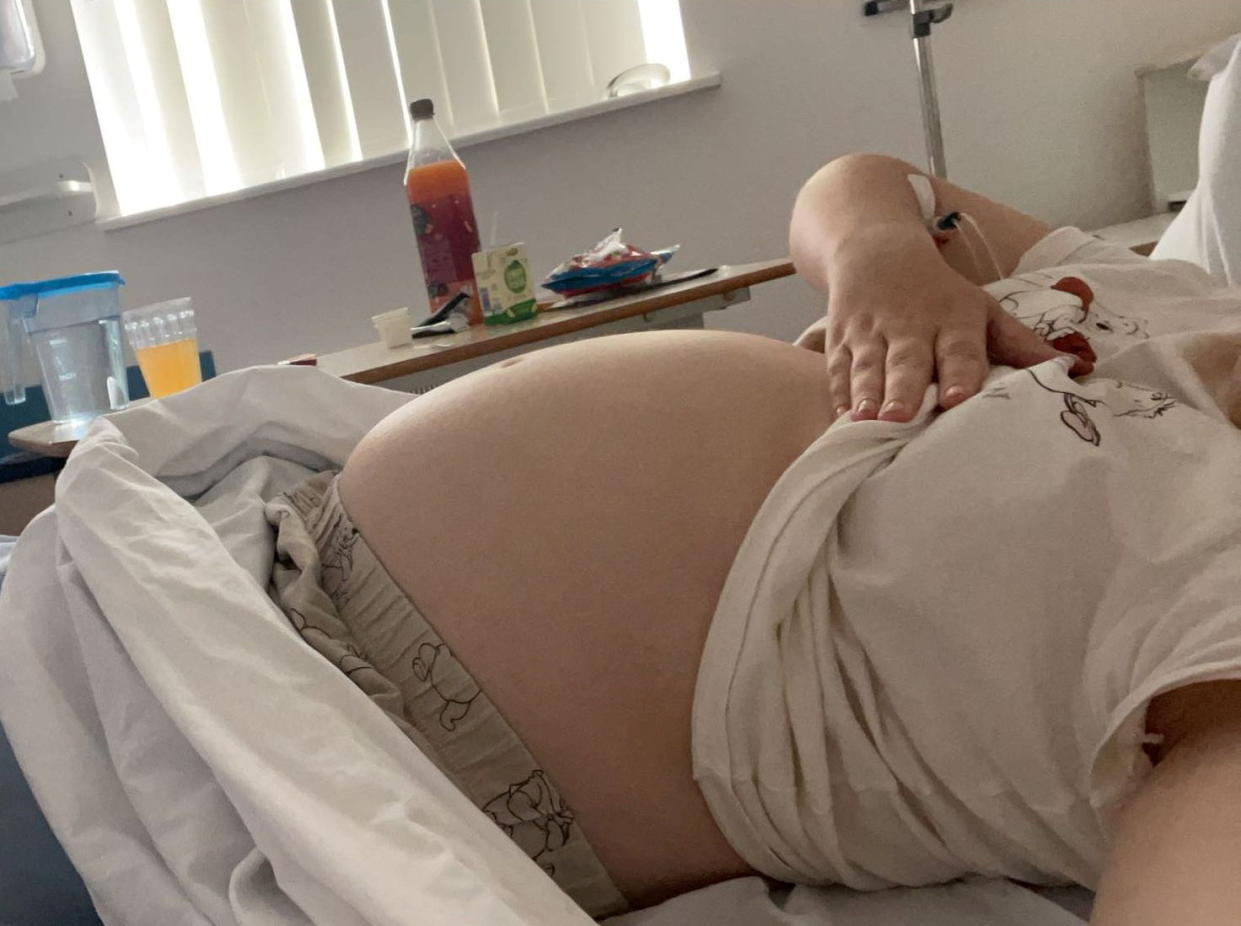 Colledge's bloated tummy made her appear 9 months pregnant. (Emma Colledge/SWNS)