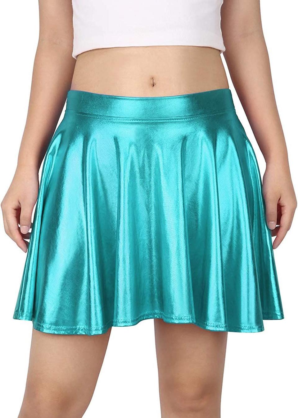 <p><a href="https://www.amazon.com/HDE-Womens-Metallic-Flared-Pleated/dp/B00ORW2E7Y?tag=syn-yahoo-20&ascsubtag=%5Bartid%7C10065.a.43365836%5Bsrc%7Cyahoo-us" rel="nofollow noopener" target="_blank" data-ylk="slk:Shop Now;elm:context_link;itc:0;sec:content-canvas" class="link ">Shop Now</a></p><p>Pleated Skater Skirt</p><p>$16.99</p><p>amazon.com</p>