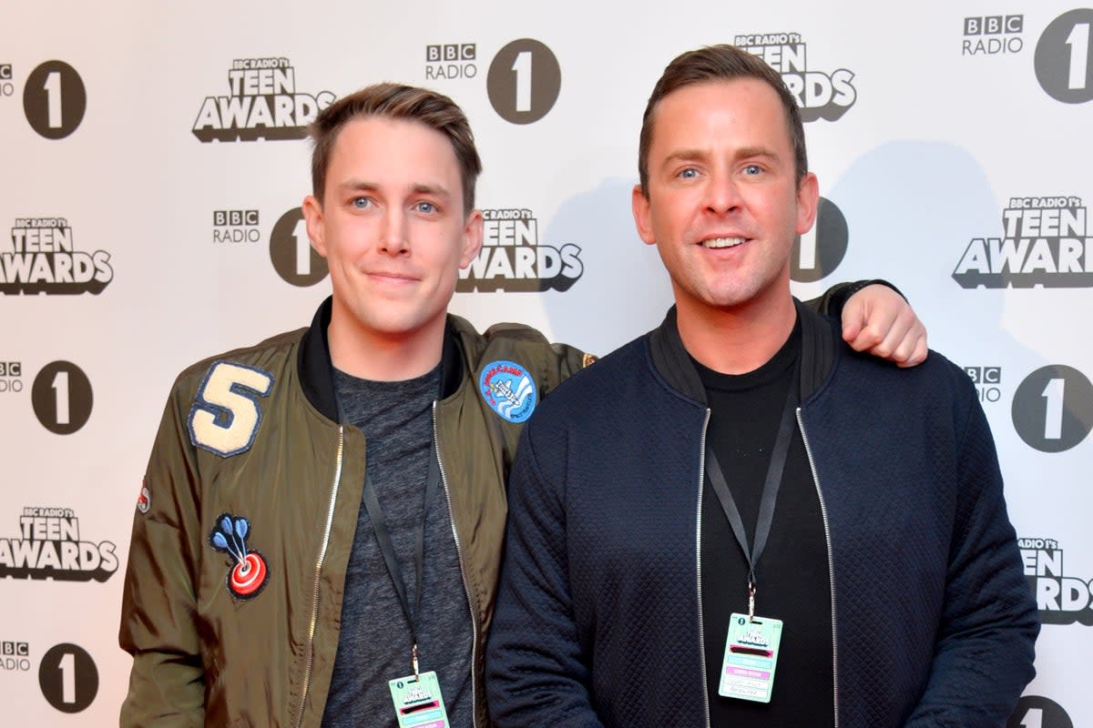 Chris Stark and Scott Mills are leaving their usual BBC Radio 1 slot  (PA)