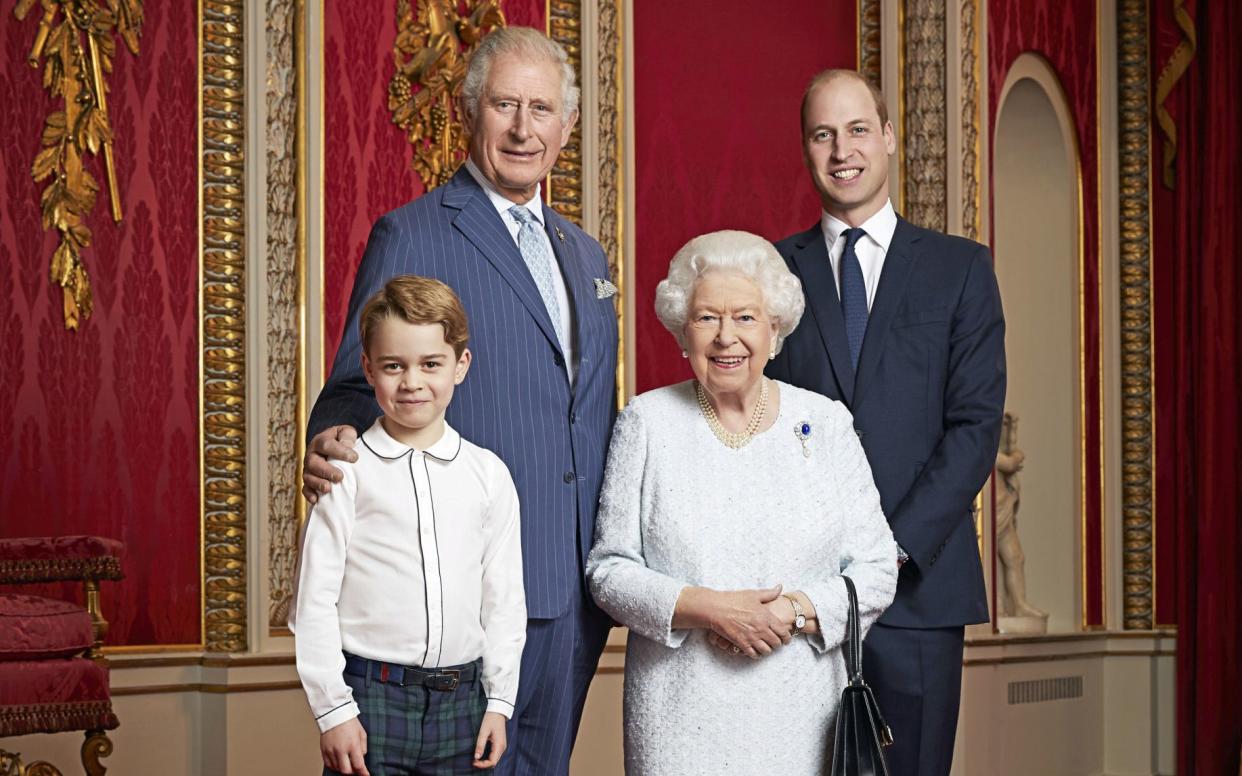 The latest portrait was taken in the throne room at Buckingham Palace - Via REUTERS