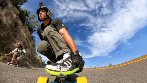 Skateboarder using a GoPro camera.