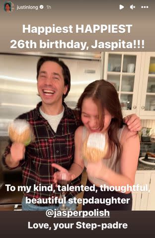 <p>Justin Long/ Instagram</p> Justin Long and Jasper (Kate Bosworth step-Daughter)