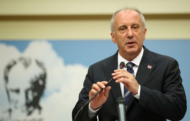 FILE PHOTO: Muharrem Ince, then-presidential candidate of Turkey's main opposition Republican People's Party (CHP), holds a news conference to assess election results in Ankara