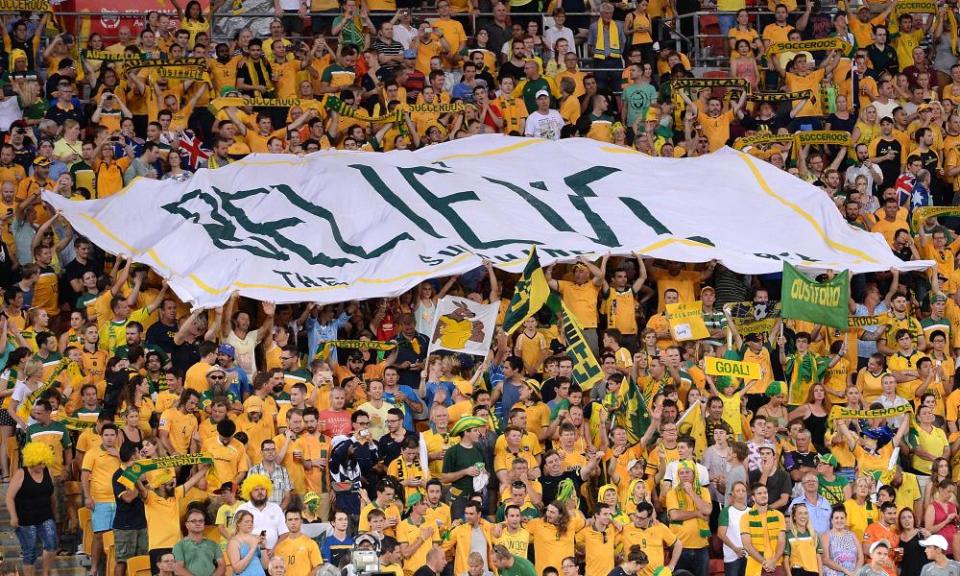 Socceroos fans during the 2015 Asian Cup match between Australia and Korea Republic in Brisbane