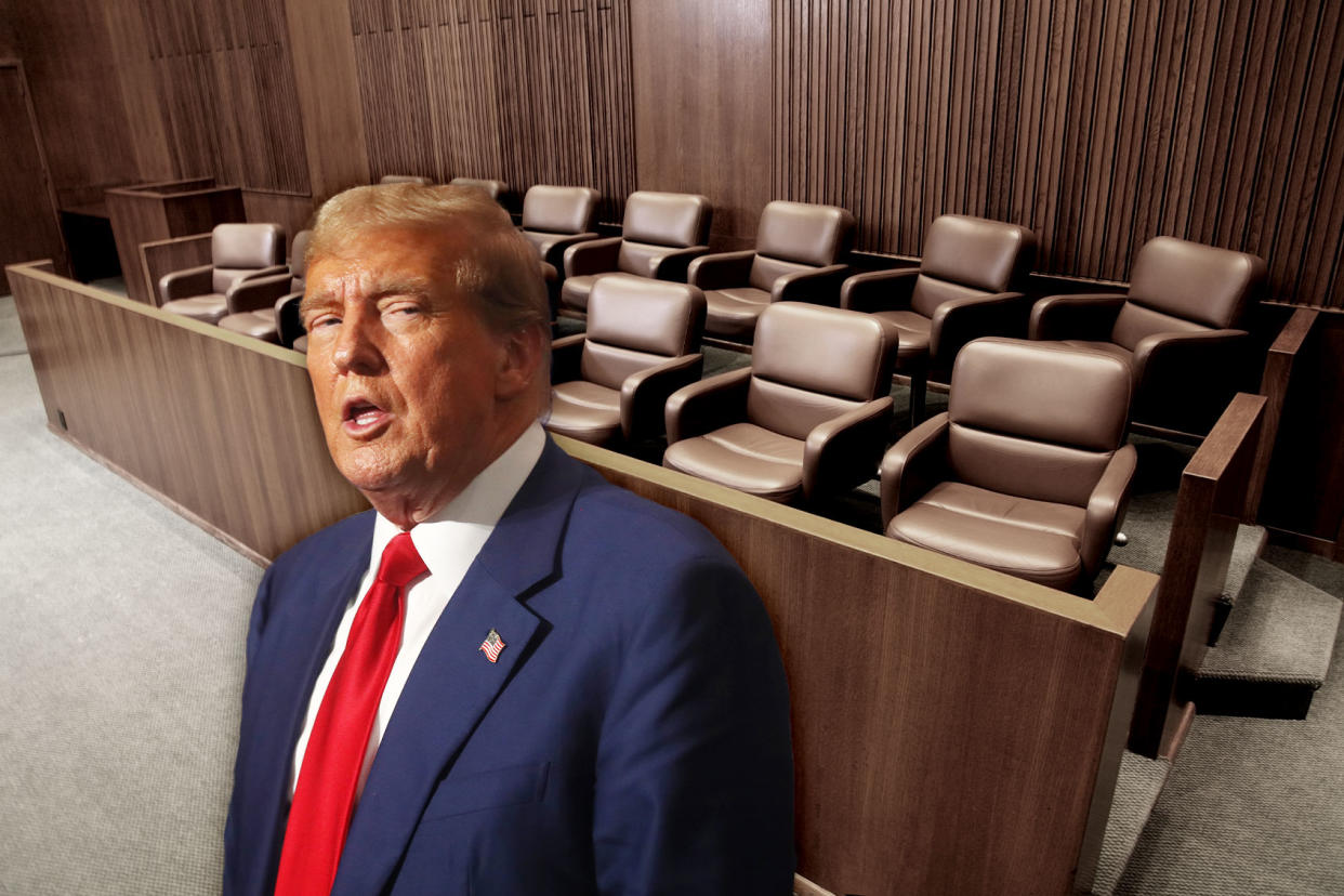 Donald Trump; Empty jury booth Photo illustration by Salon/Getty Images