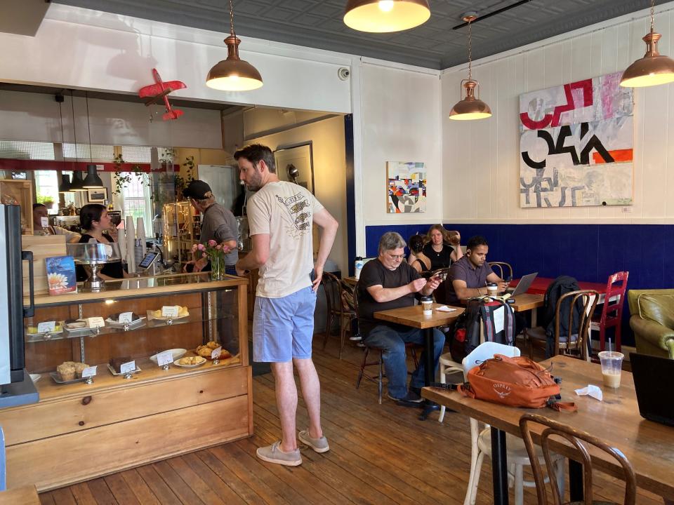 A relaxing vibe along with coffee and pastries are on the menu at Muddy Water Coffee & Cafe in Tarrytown. Photographed June 6, 2022.