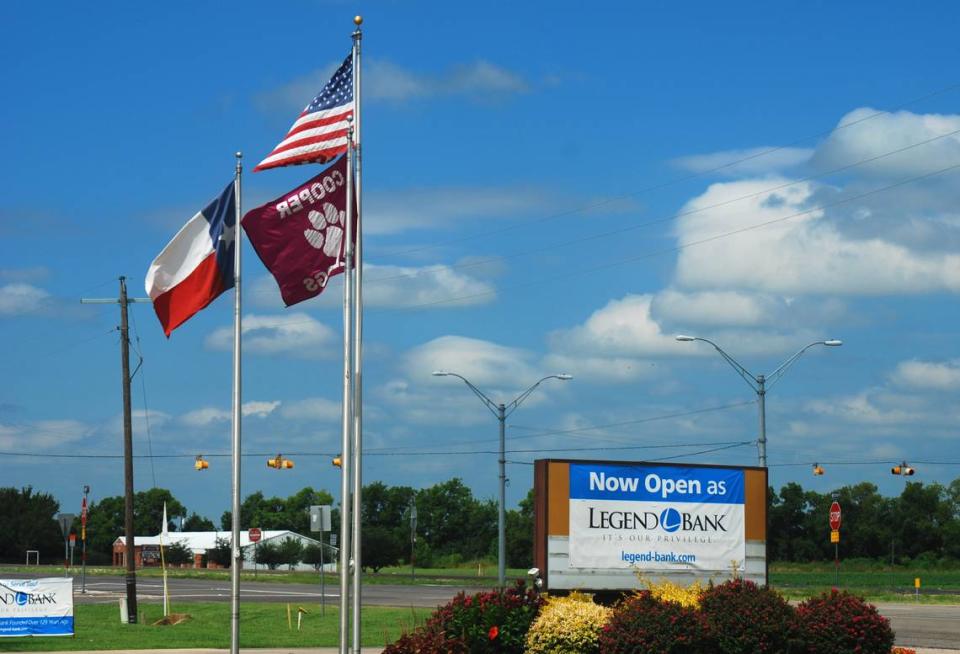 The former Enloe State Bank is on Hwy. 24 in Cooper, Texas. In May 2019, Texas banking regulators closed the bank, citing “insider abuse and fraud by former officers,” and it swiftly reopened as a branch of the Bowie, Texas-based Legend Bank.