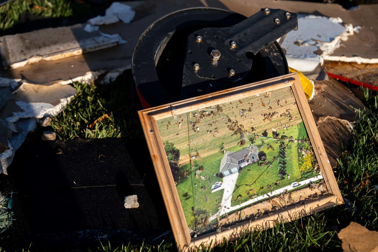 Damage seen from a powerful tornado that swept through Minden Saturday, April 27, 2024.