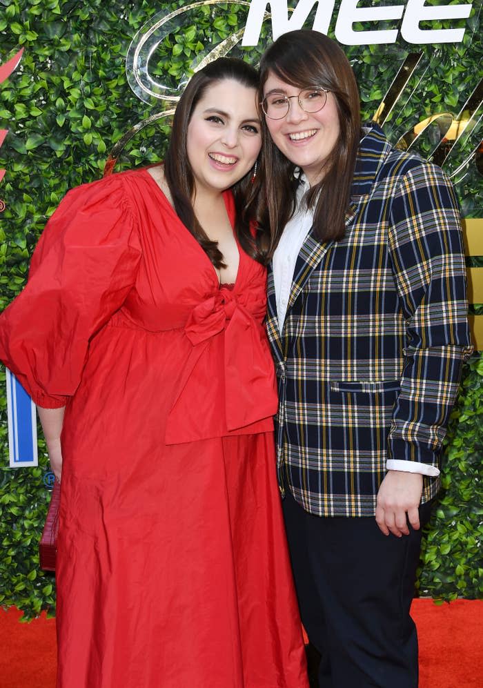 Beanie and Bonnie laughing together on the red carpet