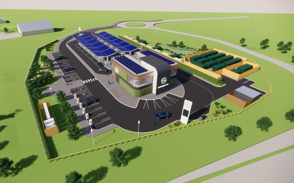 Gridserve electric car-only refuelling site - near Braintree, Essex - rendering