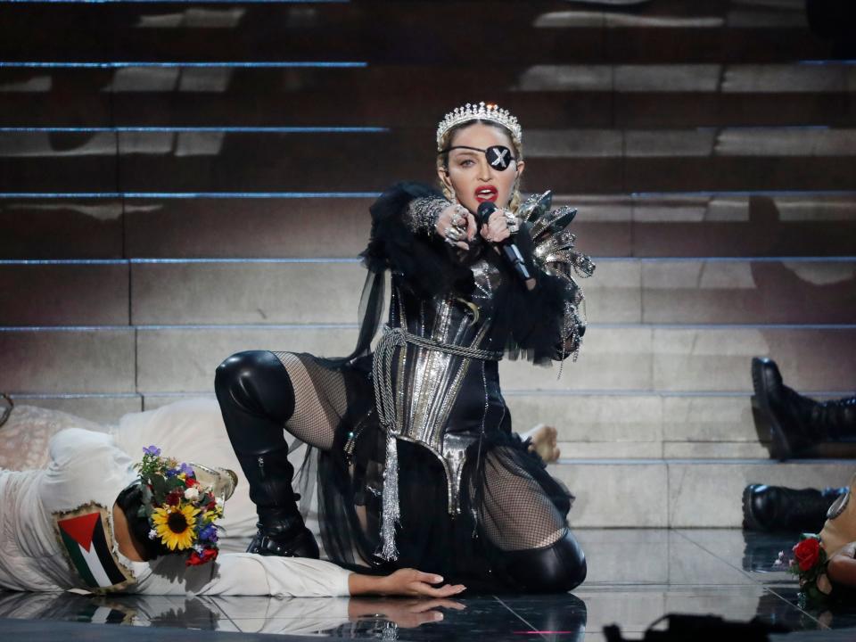 Madonna performs after the 64th annual Eurovision Song Contest in 2019.