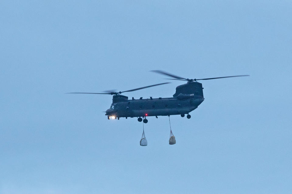 An RAF Chinook in Wainfleet All Saints, Lincolnshire (PA)