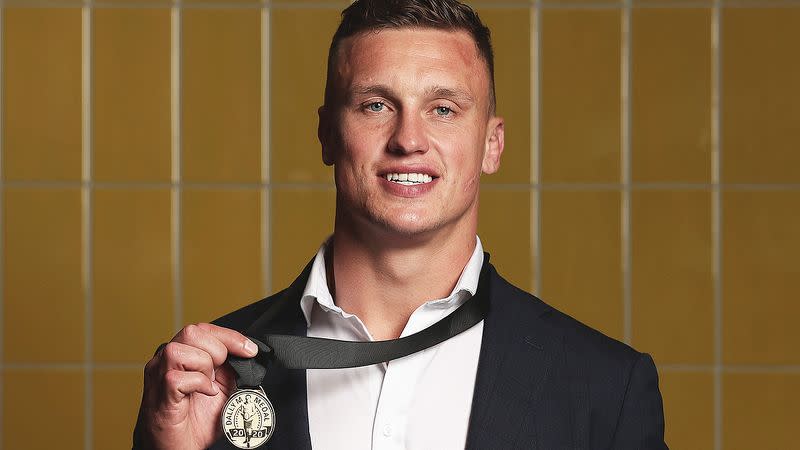2020 Dally M Medal winner Jack Wighton is seen here posing with his award.