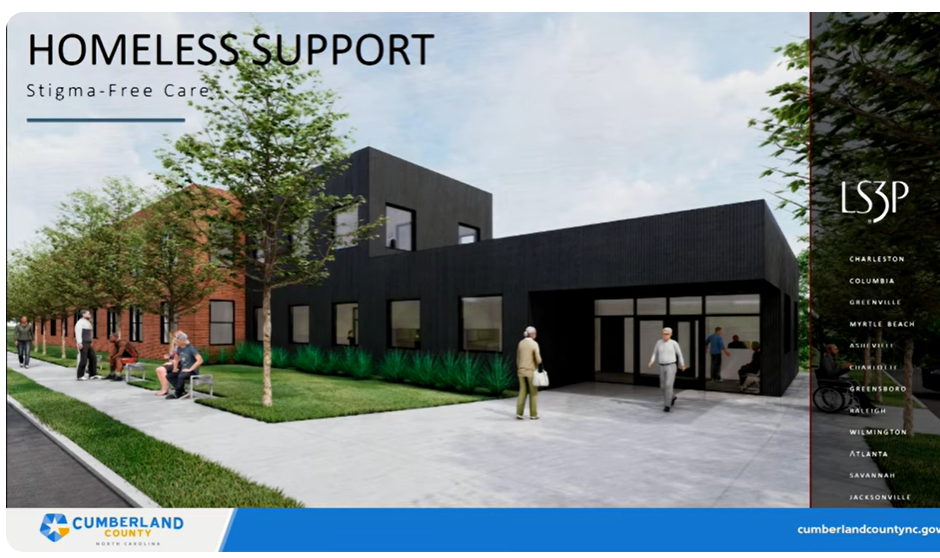 A rendering shows what Cumberland County's Homeless Support Center could look like. With architectural plans still needing to be worked on, the design is not final.
