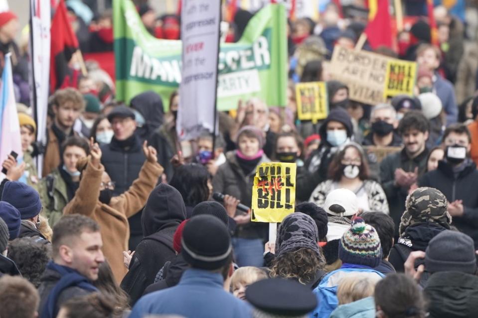 Demonstrators in Manchester (Danny Lawson/PA) (PA Wire)