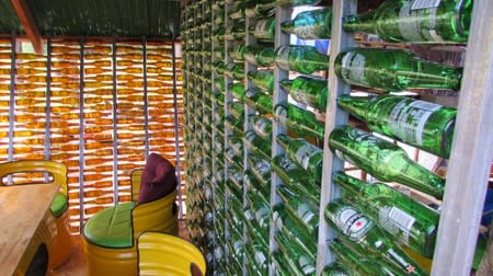 Rubbish Cafe, a coffee shop made out of rubbish, is seen at the Kirirom National Park in Kampong Speu province