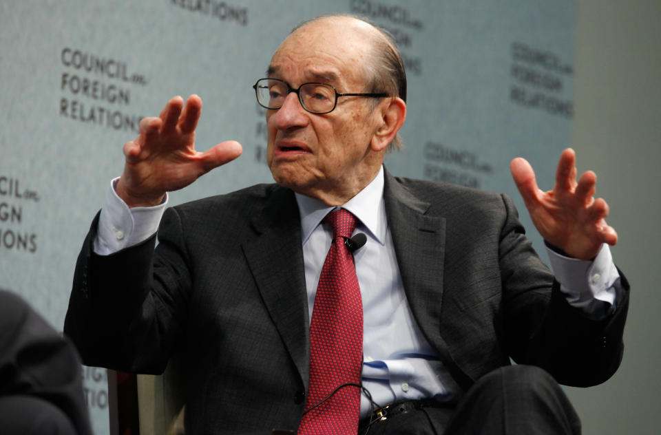 WASHINGTON, DC - MARCH 15:  Former Federal Reserve Bank Chairman Alan Greenspan talks about his recent publication, "Activism," at the Council of Foreign Relations on March 15, 2011 in Washington, DC. Fed chairman from 1987 to 2006, Greenspan wrote in the new paper, "I conclude that the current government activism is hampering what should be a broadbased robust economic recovery, driven in significant part by the positive wealth effect of a buoyant U.S. and global stock market." On a list of 25 people to blame for the financial crisis, Time Magazine placed him at number three.  (Photo by Chip Somodevilla/Getty Images)