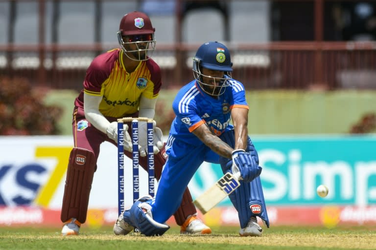 Tilak Varma top-scored with 51 as India struggled to 152-7 against West Indies in the second T20 on Sunday (Randy Brooks)