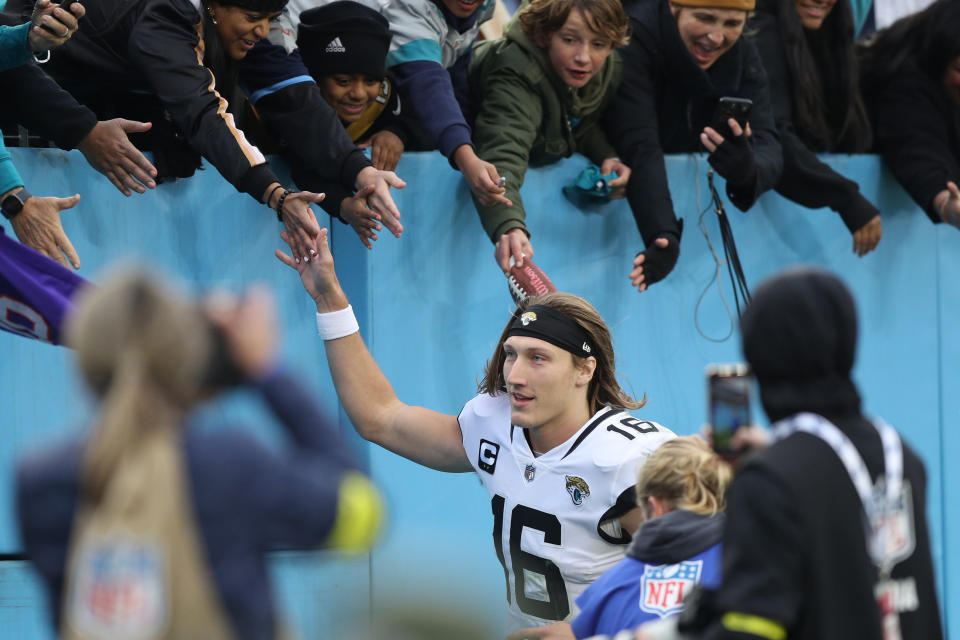 Trevor Lawrence has taken a step this season, making him a viable fantasy starter. (Photo by Justin Ford/Getty Images)