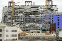 This photo shows the Hard Rock Hotel, which was under construction, after a fatal partial collapse in New Orleans on Saturday, Oct. 12, 2019. (Chris Granger/The Advocate via AP)
