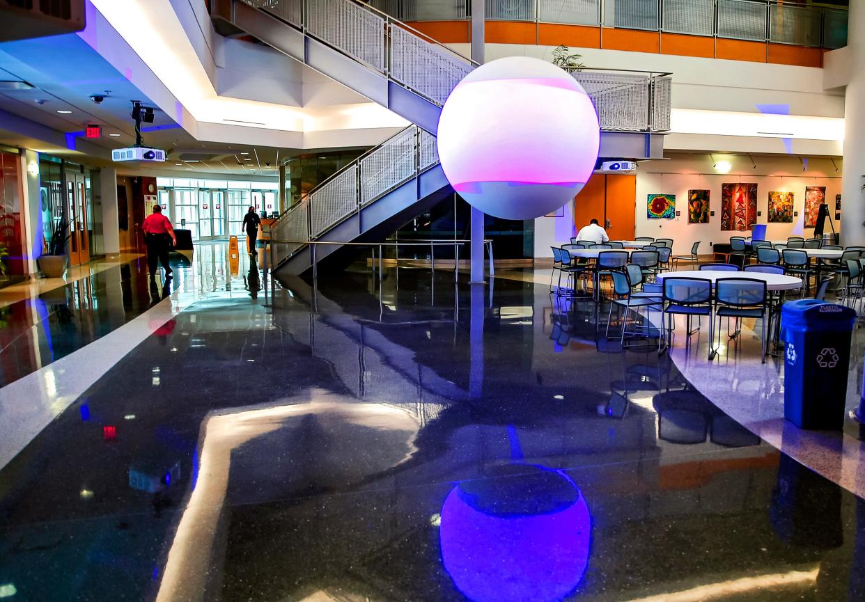 The atrium is pictured at the National Weather Center in Norman in 2022.